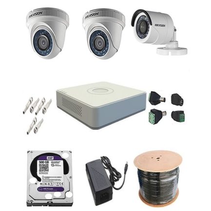 Hikvision 720P 3 CCTV Cameras With DVR Combo Kit