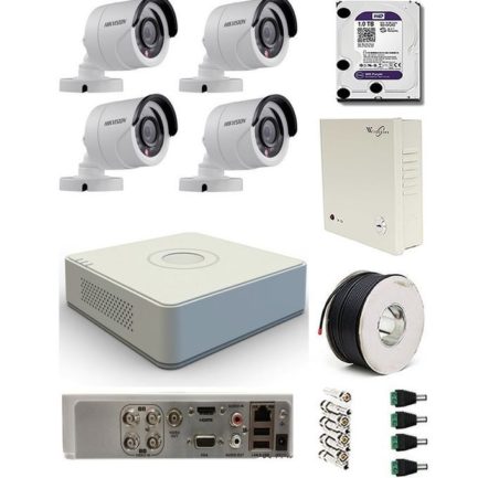 Hikvision 720P 4 Cameras With 4Ch. DVR Combo Kit