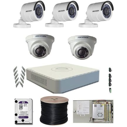 Hikvision 720P 5 Cameras With 8Channel DVR Combo CCTV Kit